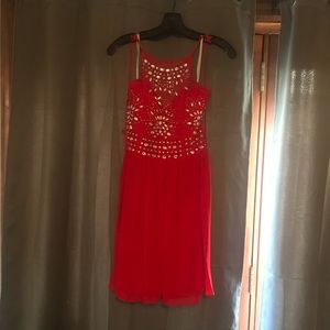 Red Beaded Formal Dress